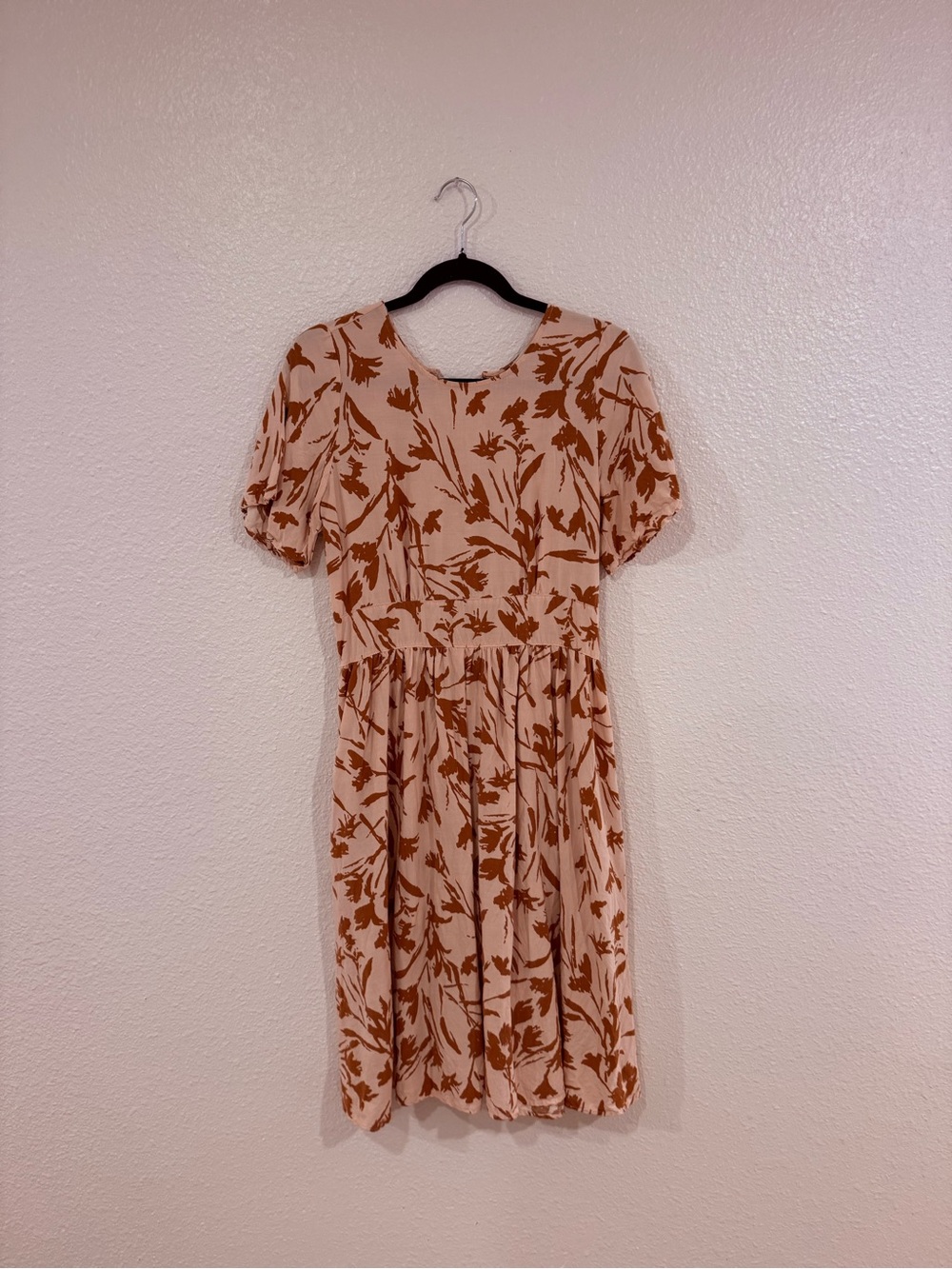 DownEast Cream Midi Dress with Rust Floral Print